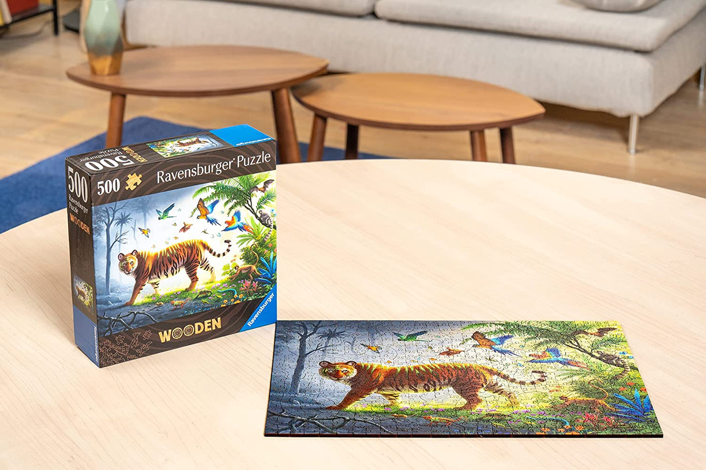 WOODEN - Tigris-dzsungel - FA kirakó! Ravensburger 500 darabos kirakó puzzle (RA-17514 4005556175147) - puzzlegarden